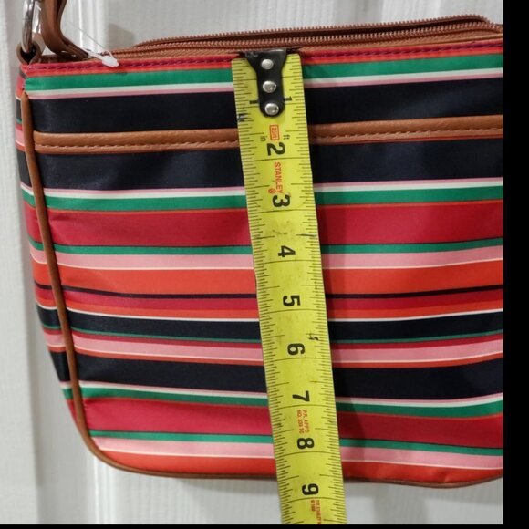 Laura Scott Colorful Striped Crossbody Bag – 3 Zipper Pockets, Adjustable Strap - Picture 7 of 14